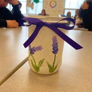 Lavender painted mason jar